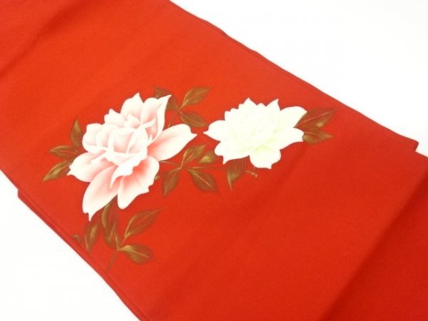 ys6054168; Shiose handbemaltes Blumenmuster Nagoya obi [recycelt] [getragen], Band, Nagoya-Obi, Maßgeschneidert