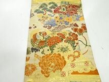 ys6580880; 松鶴に草花・鼓模様織出し名古屋帯（材料）【アンティーク】【着】_画像2