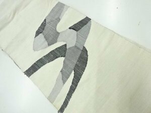 ys6072377; 手織り紬抽象模様織出し名古屋帯【アンティーク】【着】