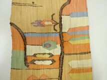 ys6129591; 手織り真綿紬抽象模様織出し名古屋帯【リサイクル】【着】_画像2