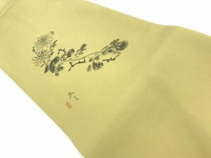 Art hand Auction ys6348030; Artist hand-painted chrysanthemum pattern Nagoya obi [recycled] [worn], band, Nagoya obi, Tailored