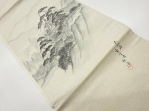 Art hand Auction ys6617183 ; Motif du temple Yamatoji Muroji peint à la main par l'artiste Nagoya obi [recyclé] [porté], groupe, Nagoya obi, Adapté