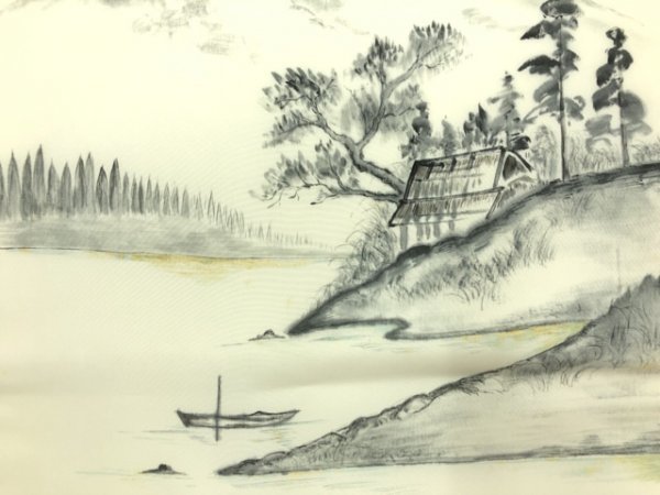 ys6641527; Patrón de paisaje de montaña pintado a mano por el artista abriendo Nagoya obi (enmarcado) [Antiguo] [Usado], banda, Obi de Nagoya, A medida