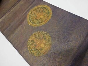 ys6664104; パッチワーク寺塔に瑞鳥模様刺繍開き名古屋帯（額縁仕立て）【リサイクル】【着】