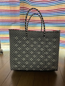 me LUKA do bag Mexico basket bag maru she bag genuine article white black pattern entering hand made small size 