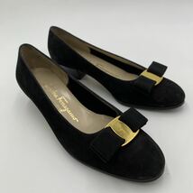 K ＊ イタリア製 '高級婦人靴' サルヴァトーレフェラガモ Salvatore Ferragamo ヴァラリボン 本革 ヒール / パンプス 6C 23cm BLACK_画像2