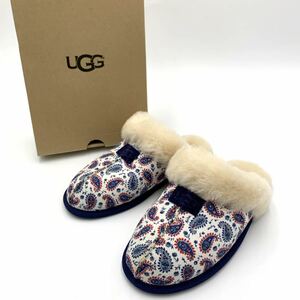 ＊ 良品 箱付き '希少モデル' UGG アグ W SCUFFETTE LIBERTY ペイズリー柄 裏ボア フラット サンダル 23cm レディース シューズ 1013627