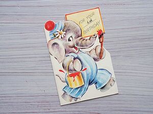 * America / Vintage greeting card * paint coating. elephant san *