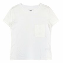 美品 エルメス 18AW 胸元刺繍ポケット 半袖Tシャツ レディース 白 36 コットン HERMES_画像1