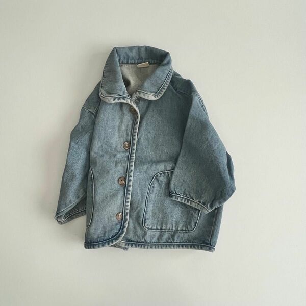 韓国子供服　denim jacket デニムジャケット　キッズデニム　キッズデニムパーカー　キッズデニム羽織　キッズアウター