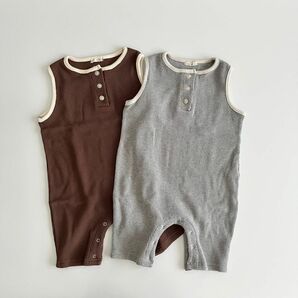 韓国子供服　waffle jump suit ベビーロンパース　ベビー秋服　ワッフルロンパース　ベビー女の子　ベビー男の子