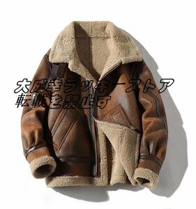 【新入荷】 フライトジャケット ムートン コート 羊革 毛皮一体 冬保温 シープスキン 本革 防寒服 ラムレザー 天然革 M～5XL F1743