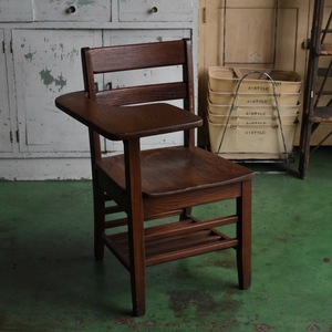 Vintage USA Wooden Desk and Chair 'POLICE DEPT 443' ウッド 木製 イス スク―ルチェア 什器 アメリカ アンティーク ヴィンテージ Y-1681