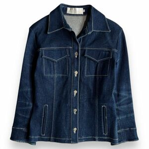 FRAGILE Fragile 5. Denim stretch jacket light outer shirt blouson lady's three . association 38 indigo blue 