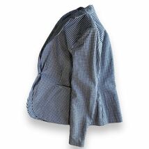 未使用 ZARA ザラ 1釦 ギンガム チェック コットン テーラード ジャケット 薄手 ブレザー アウター スーツ カジュアル 40 ブルー系_画像7