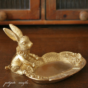 u.. tray тайна. страна. Alice античный Gold кролик Mini заяц дисплей tray patamin бардачок смешанные товары 