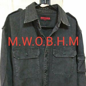 ★M.W.O.B.H.M★ブラック L 日本製 ヴィンテージ クラッシュド加工 シャツジャケット デニムシャツ デニム ジャケット