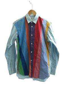 COMME des GARCONS SHIRT◆20SS/Karl Benjamin/カラーブロックパッチワーク/長袖シャツ/S/コットン/BLU/S28028