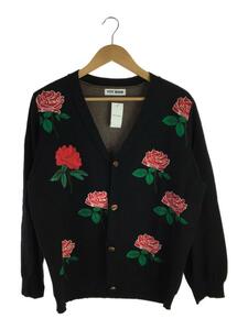 TTT_MSW◆Rose Jaquard Knit Cardigan/L/コットン/BLK/TTT-2022AW-KT03