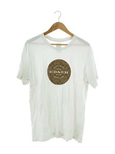 COACH◆Tシャツ/-/コットン/WHT/F33780/サークルロゴデザイン/C刺繍/シグネチャープリント