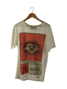 GUCCI◆グッチ/Tシャツ/M/コットン/WHT/プリント/X3I31/AMOUR/ダメージ加工TEE