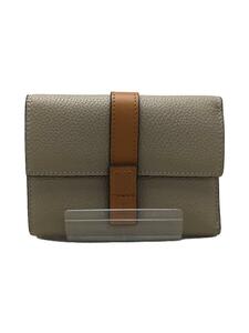 LOEWE◆バーティカルウォレットスモール/3つ折り財布/レザー/BEG/無地/レディース