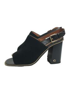 COACH◆MAXINNE SUEDE SANDA/サンダル/US7/BLK/スウェード/24cm