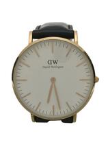 Daniel Wellington◆ダニエルウェリントン/クォーツ腕時計/アナログ/レザー/ホワイト/ブラック/SS/DW00100036_画像1