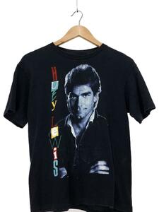 Hanes◆huey lewis/80s/86年コピーライト/Tシャツ/M/コットン/BLK/プリント