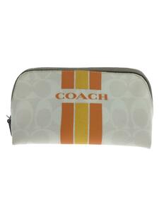 COACH◆ポーチ/PVC/WHT/総柄/F66193