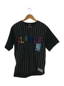 X-LARGE◆19SS/BASEBALL SHIRT/半袖シャツ/M/コットン/ブラック/黒/ストライプ/01192302