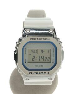 CASIO◆クォーツ腕時計_G-SHOCK/アナログ/ラバー/SLV/WHT/SS