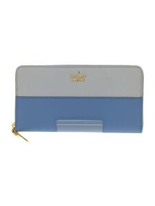 kate spade new york◆長財布/PVC/BLU/無地/レディース