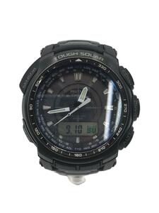 CASIO◆ソーラー腕時計・PROTREK/デジアナ/BLK/BLK