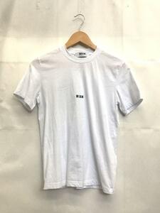 MSGM◆フロントロゴプリントTee/Tシャツ/S/コットン/ホワイト/白/無地