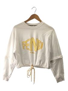 Fendi ◆ Fish Eye Crop Jersey Sweat/S/Cotton/Wht/Solid/FS7461 AG7C