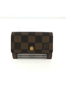 LOUIS VUITTON◆ポルト・モネ・プラ_ダミエ・エベヌ_BRW/PVC/ブラウン/ヴィトン/メンズ/劣化有