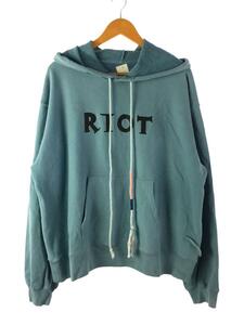 FACETASM◆RIOT LOGO HOODIE/パーカー/L/コットン/BLU/リブにシミ有