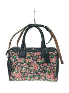 COACH◆ショルダーバッグ/レザー/BLK/花柄/F57882