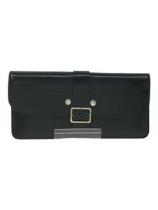 COMME des GARCONS◆長財布/レザー/BLK/無地/メンズ/BUCKLE FASTENING WALLET/フラップバックル