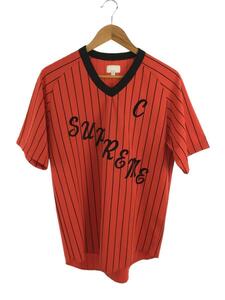 Supreme◆17ss/ad baseball jersey/Tシャツ/M/コットン/RED/カットソー/Vネック
