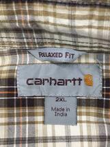 Carhartt◆カーハート/101552 253/半袖シャツ/XXL/コットン/ベージュ/チェック_画像3