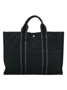 HERMES◆トートバッグ/キャンバス/BLK