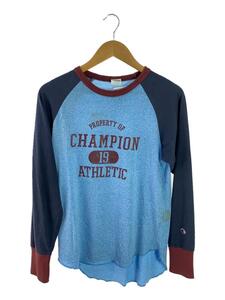 Champion◆長袖Tシャツ/L/コットン/BLU/無地