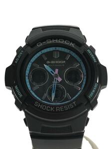 CASIO◆ソーラー腕時計・G-SHOCK/デジアナ/ラバー/BLK/BLK