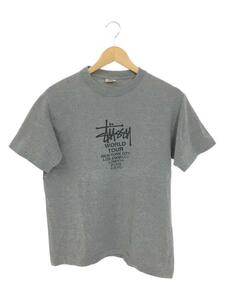 STUSSY◆90s/VINTAGE/白タグ/WORLD TOUR/オールド/USA製/Tシャツ/M/コットン/GRY