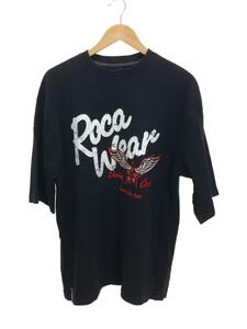 ROCAWEAR◆プリントロゴTシャツ XL/コットン/BLK