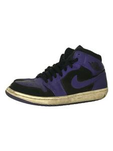 NIKE◆AIR JORDAN 1 MID black/dark concord/エアジョーダン1/27.5cm/パープル