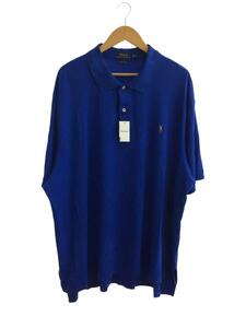 POLO RALPH LAUREN◆ポロシャツ/3XB/コットン/BLU/無地/破れ有