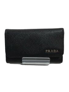 PRADA◆キーケース/レザー/BLK/無地/メンズ/2PG222/SAFFIANO CORNER NERO/欠損有